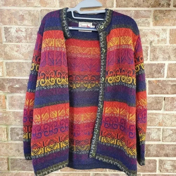 The Alpaca Collection Multicolor Cardigan M - Picture 3 of 8